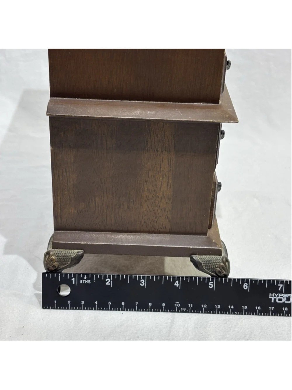 Vintage Wood 5 Drawer Jewelry Music Box Mini Dresser Queen Anne Claw Feet NO KEY